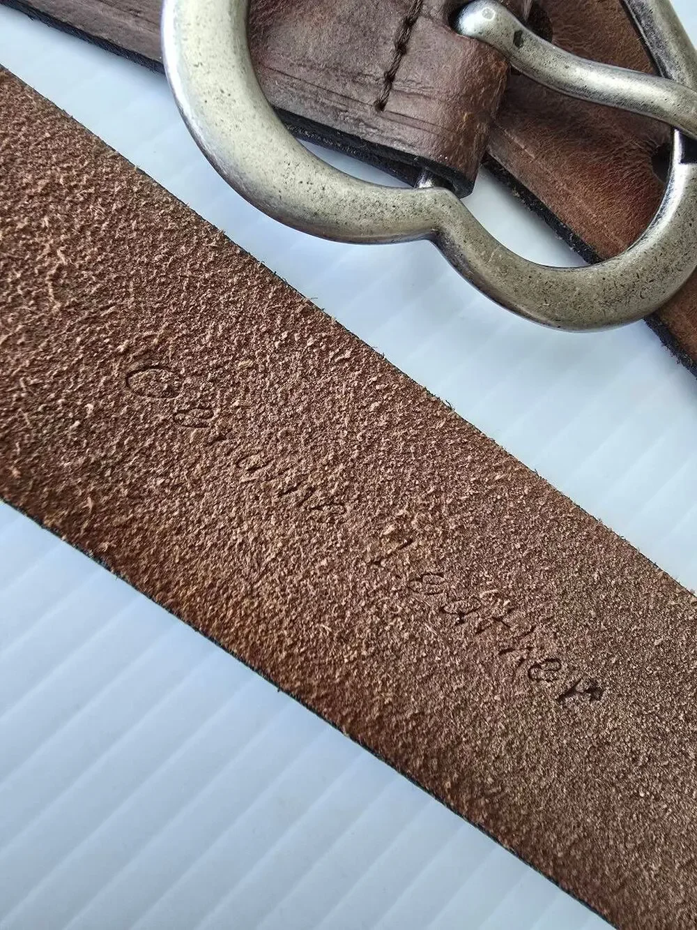 Belt Brown Leather Heart Buckle Sz XXL